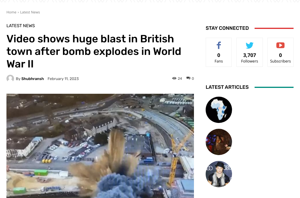 Incredible Drone Footage of WW2 Bomb Explosion in Great Yarmouth, No Casualties