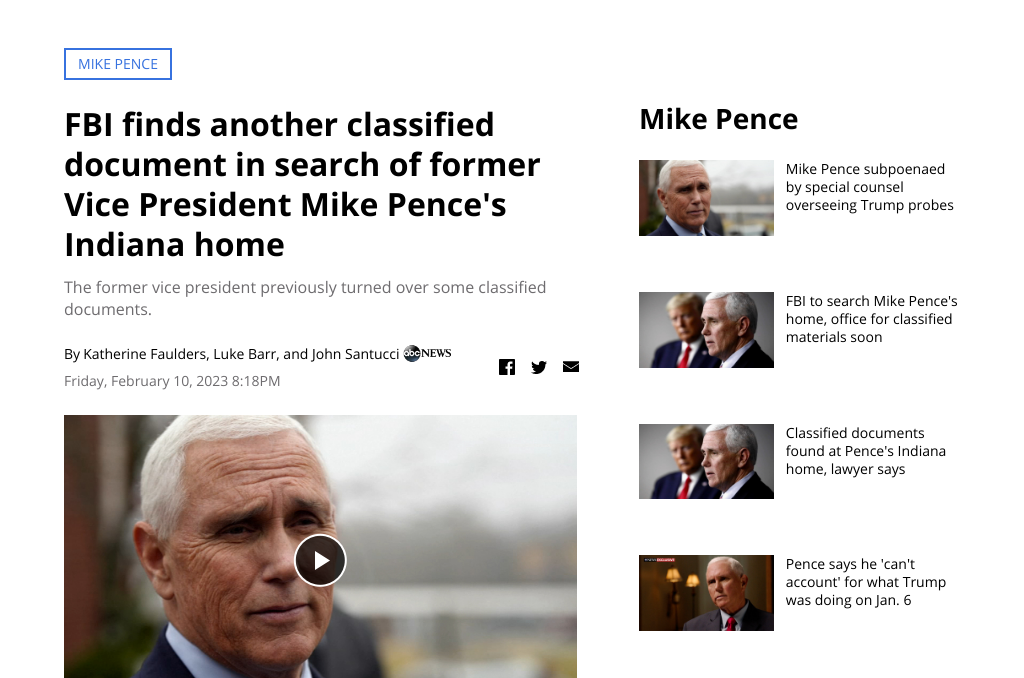 Mike Pence Subpoenaed in Jan. 6 Investigation and FBI Search of Indiana Home
