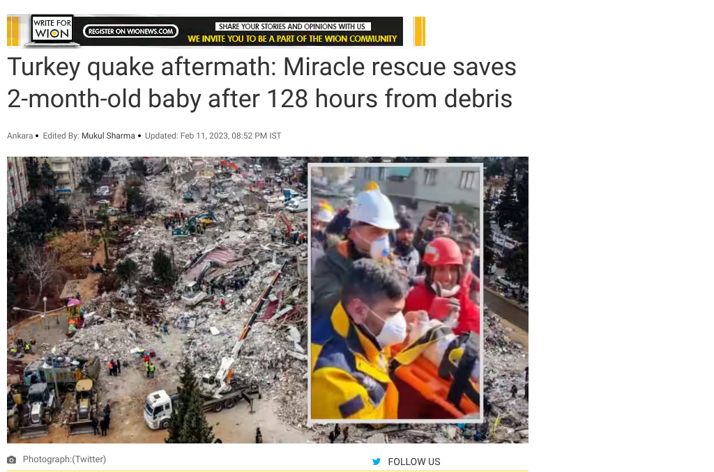 Miracle Baby Rescued from Earthquake Rubble in Turkey