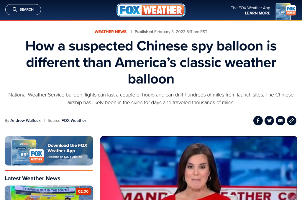 PRC Launches Suspected Spy Balloon Above US, Biden Refuses to Shoot It Down