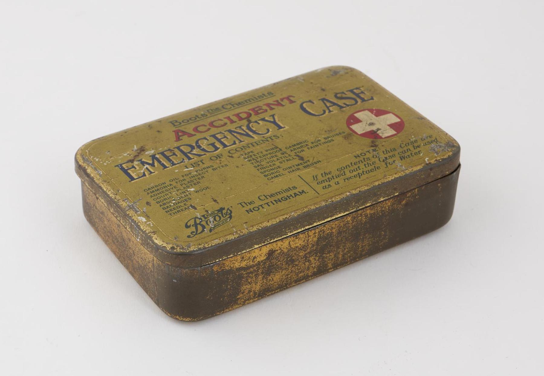 a small metal box with a metal handle and a metal handle - 'Accident Emergency Case', England, 1920-
