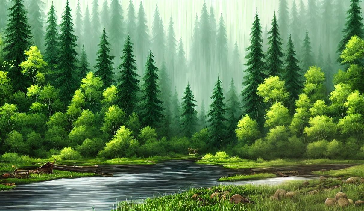 A serene and peaceful forest landscape