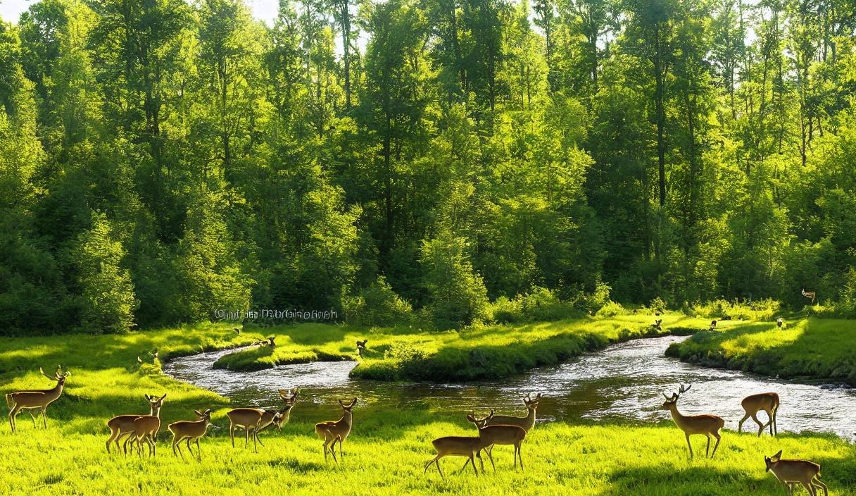 A serene and peaceful forest scene with a trickling stream